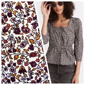 MADEWELL Corduroy Button-Front Peplum Top in Harvest Vine Style # MA855